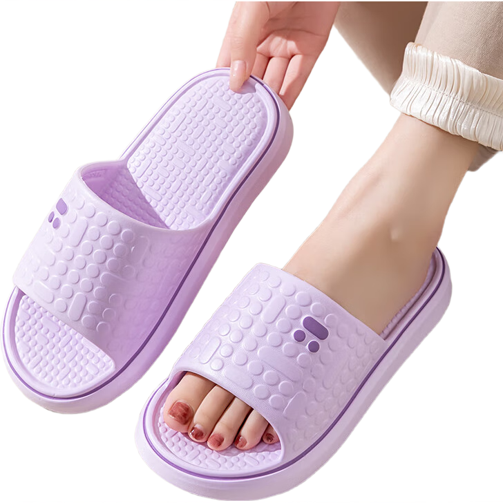 LETUO Emotion Pack, Summer Indoor Home EVA Couple Thick-Soled Non-Slip Bathroom Sandals for Women, Purple, Size 36-37