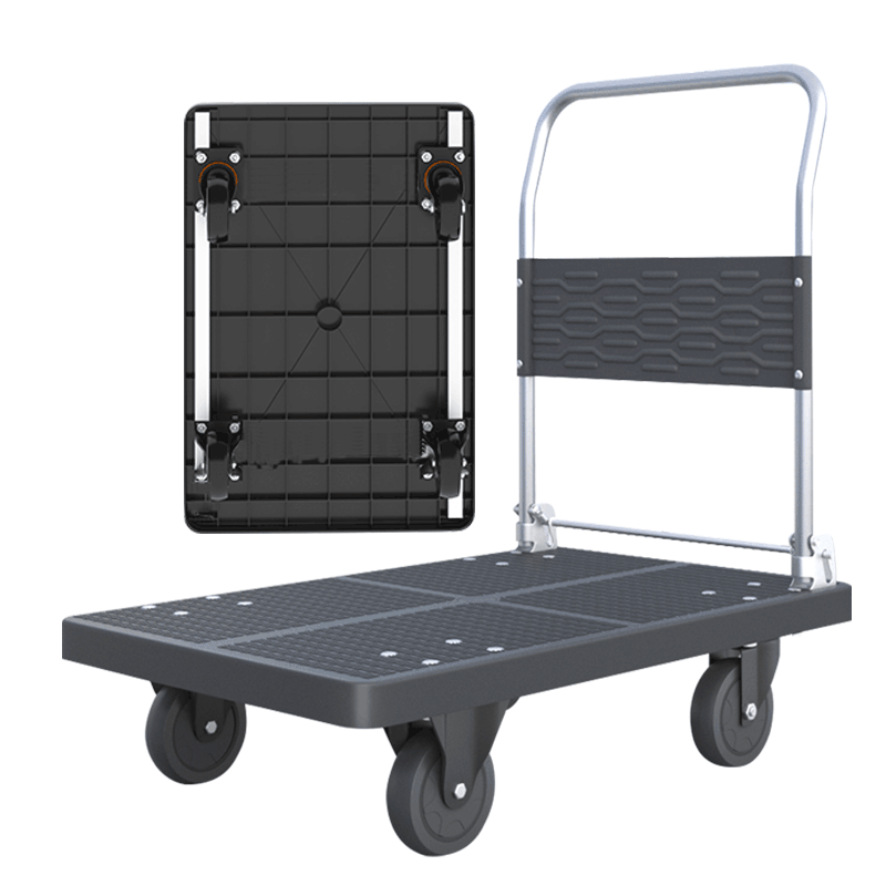 BYB Folding Hand Truck, Cargo Flatbed Cart, Double Steel Tube, 900 Jin Capacity, 90x60cm, Hand-Pulled Trolley, Trailer Cart, BYB-3700