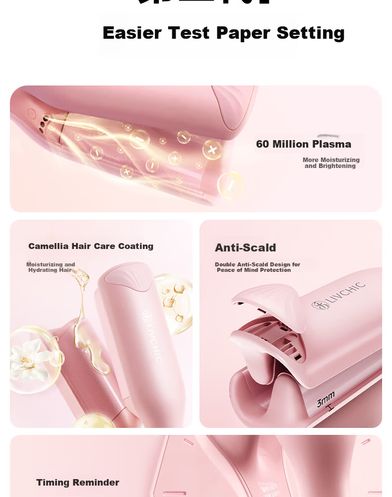 LivChic 32mm Egg Roll Curling Iron, Negative Ion Egg Roll Clip, French Volume Big Curling Hair Tool, Hair Straightener, Styling Iron, 520 Gift S3II 3