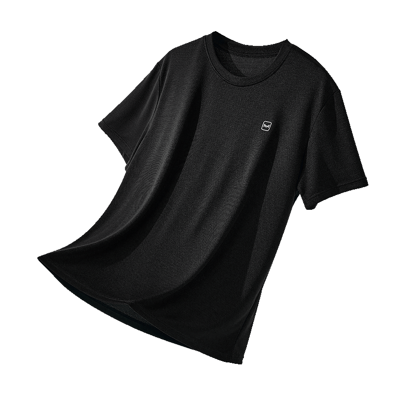 Miiow Men's Cooling Quick-Dry Short Sleeve T-Shirt Summer Ice Silk Thin Breathable Sports Casual Top Black L