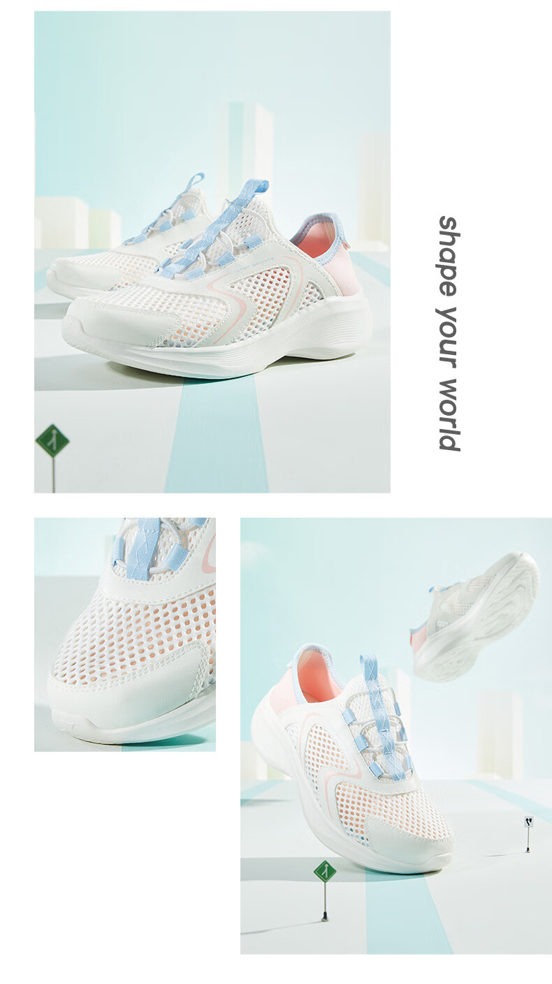 XTEP Kids Girls Mesh Splice Slip-On Running Shoes Off-White/Romantic Pink Size 36 2