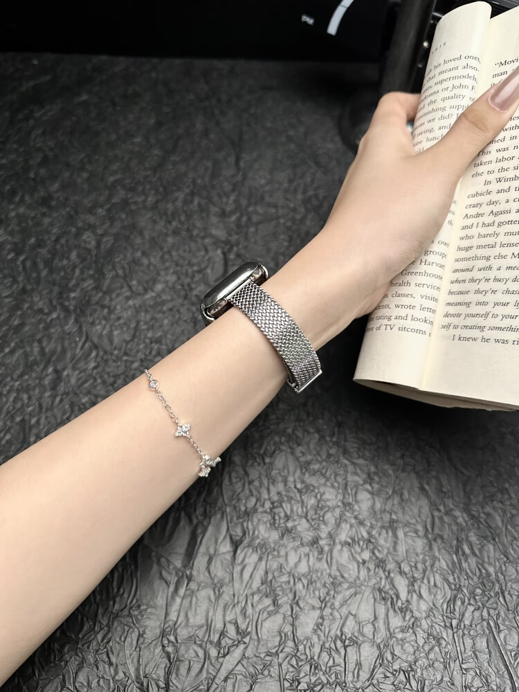 Biaodaige Suitable for Apple Watch S12 Strap, Apple Watch S11 Summer Breathable Women's IWatch S9/10/8/7/SE2/3 Slim Waist Chain-Style Women's Bracelet 5