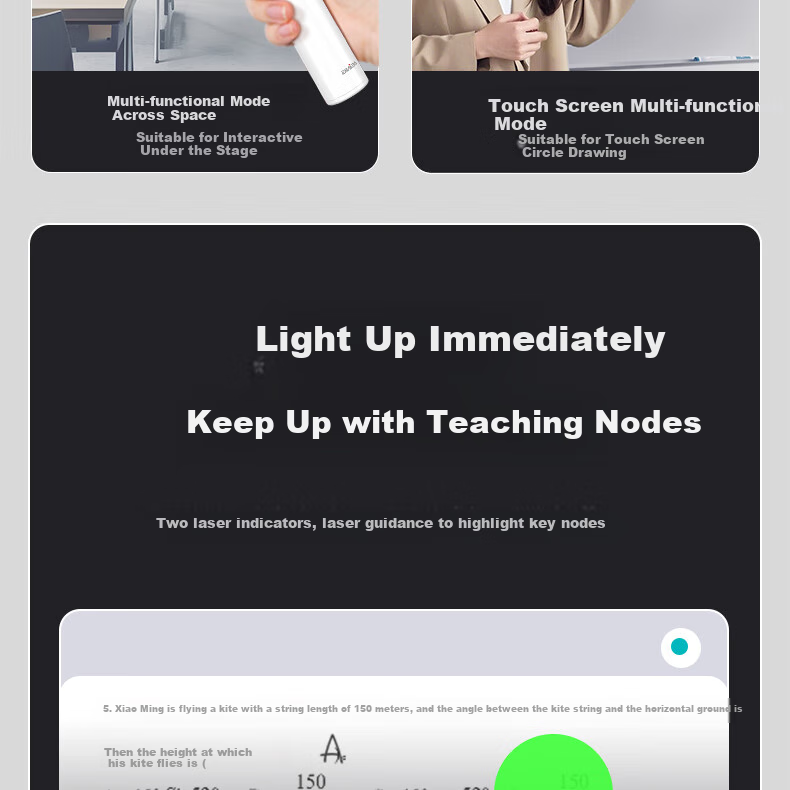 ASiNG A32 Retractable Teaching Pointer, Page-Turning Pen for Teachers, Multifunctional PPT Remote Control Pen, Laser Time Display, Magnification, Focusing, Writing, Line Drawing, Countdown, Extendable Teaching Pointer, 32GB 14