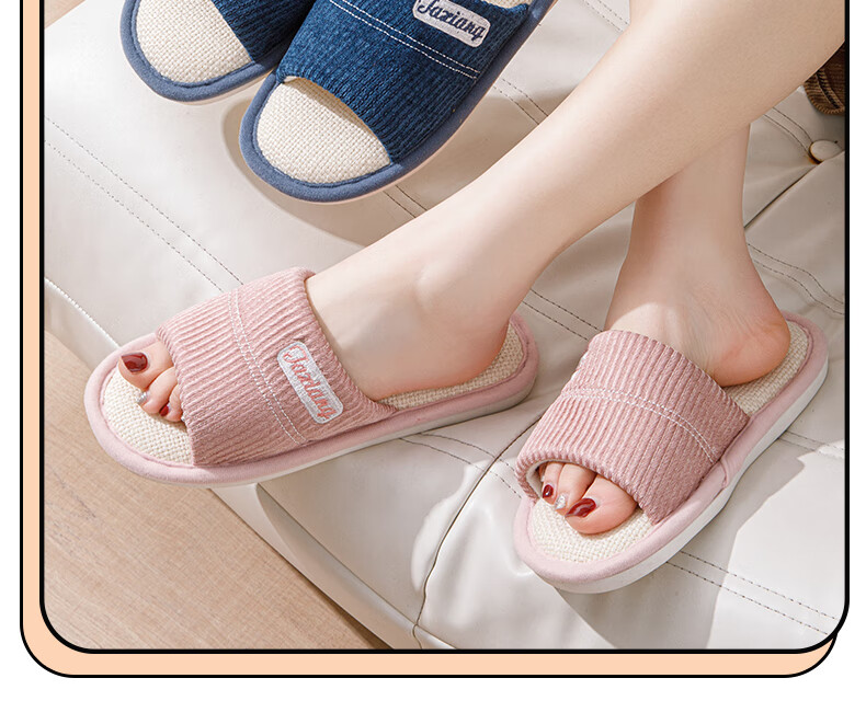 She Enjoy Linen Cotton Slippers Unisex Lightweight Indoor Simple Home Four Seasons Slippers TR112 White 38/39 1