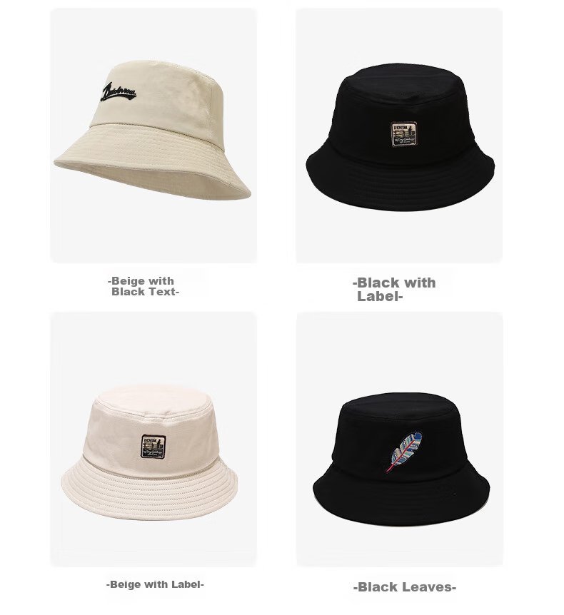 GLO-STORY Fisherman Hat for Men And Women, Vintage Sticker Korean Style Versatile Sun Hat Trendy Street Hip-Hop Couple Bucket Hat, Black 4