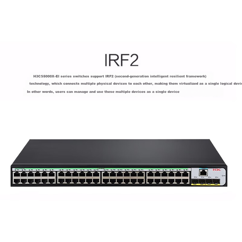H3C S5048X-EI, 48 Gigabit Ethernet Ports + 40 Gigabit Fiber Optic Ports, Layer 3 Full-Managed Enterprise-Grade Network Switch, 10 Gigabit Upstream/IPv6/Link Aggregation/VLAN