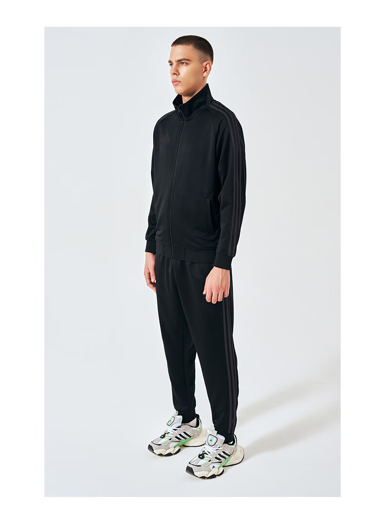 Adidas Men's Spring Running Sportswear Set, Windproof Jacket And Leggings Two-Piece Suit, Black And White, 2XL 18