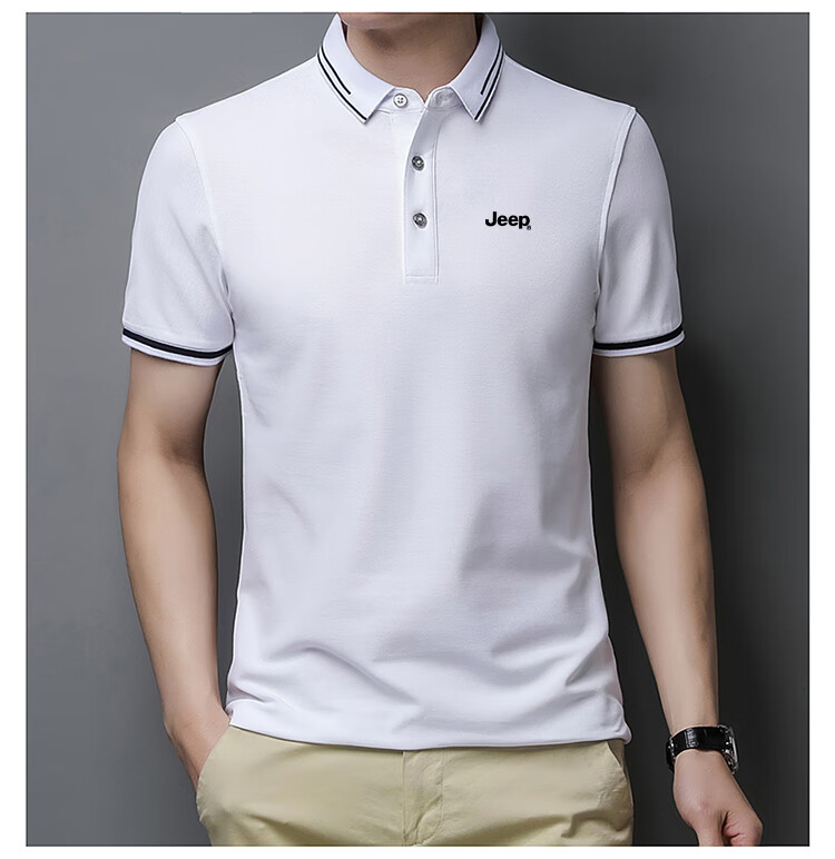 JEEP Short-Sleeve T-Shirt for Men, Summer Business Casual Polo Shirt, Loose-Fitting Men's Clothing, 9988 Gray, XL 5