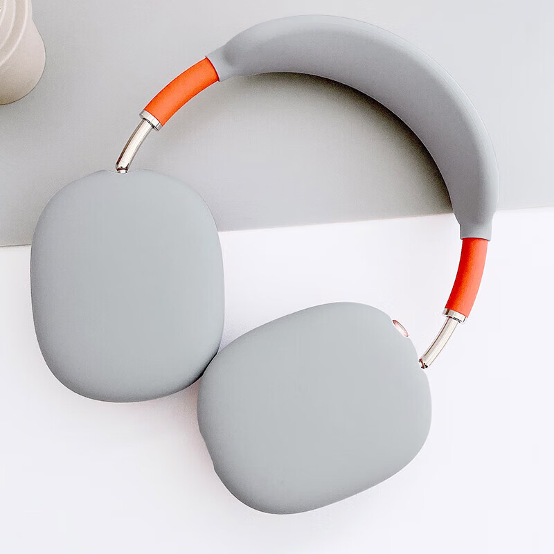 PENGGU Earphone Protective Case for Apple AirPods Max, Silicone Ear Tips, Headband Rubber Protection, Anti-Scratch Wear-Resistant Soft Cover, Silver Gray