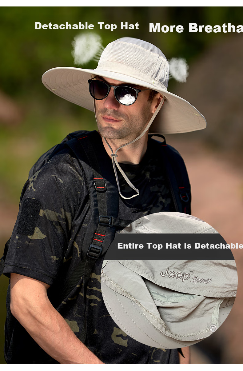 JEEP Hat, Men's Fisherman Hat, Wide Brim Sun Hat, Unisex Casual Outdoor Hiking Sports Sun Hat, A0253 5