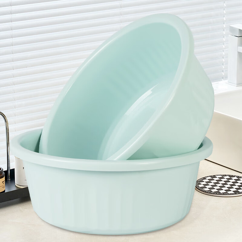 Fuaijia Thick Medium-Sized 37cm Washbasin for Face Washing, Foot Soaking, Laundry, Vegetable Washing, Hand Washing, Plastic Basin for Foot Bathing, Blue, Single Piece