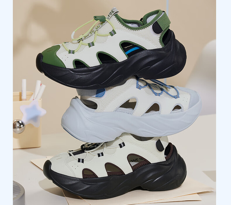 361° Sports Slippers, Thick-Soled Crocs-Style Clogs for Women, Summer Outdoor Water-Walking Mary Jane Sandals, 682526715-1 23