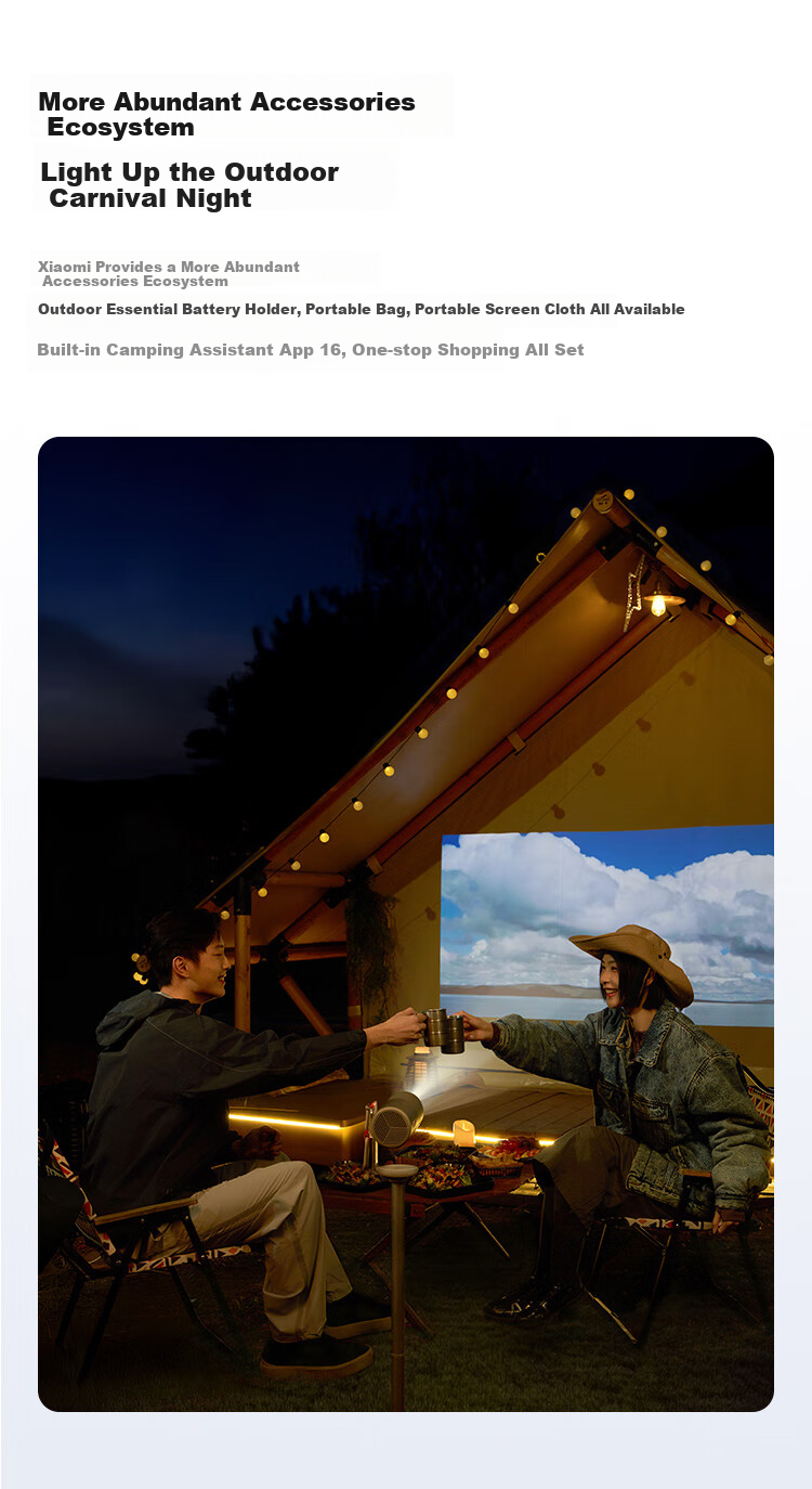 XGIMI Play6 Portable Outdoor Camping Projector, 1080P Home Use, Smart PTZ, Integrated Hidden Stand, Harman Kardon Speakers, Wireless Screen Casting for Office Meetings 13