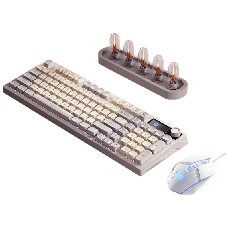 HP K500F Mechanical Feel Keyboard, 98-Key Layout, Multifunctional Knob, Office And Gaming, Desktop Computer, Laptop Wired Keyboard And Mouse Combo, Gray