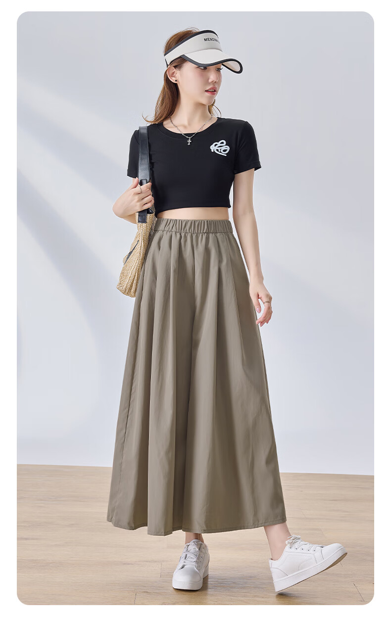 LangSha High-Waisted Yamamoto Skirt Pants for Women, Summer Lightweight Flowy Slimming A-Line Skirt Shorts, Loose Wide-Leg Pants for Petite Figures 9