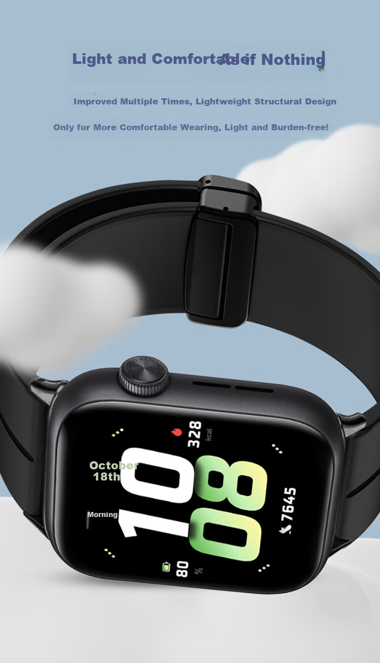 Freeson Compatible with Honor Watch 5 Band, Smart Sports Watch Strap, Liquid Silicone Skin-Friendly Soft Band with Metal Buckle, 22mm Interface (Magnetic Version), Black 1