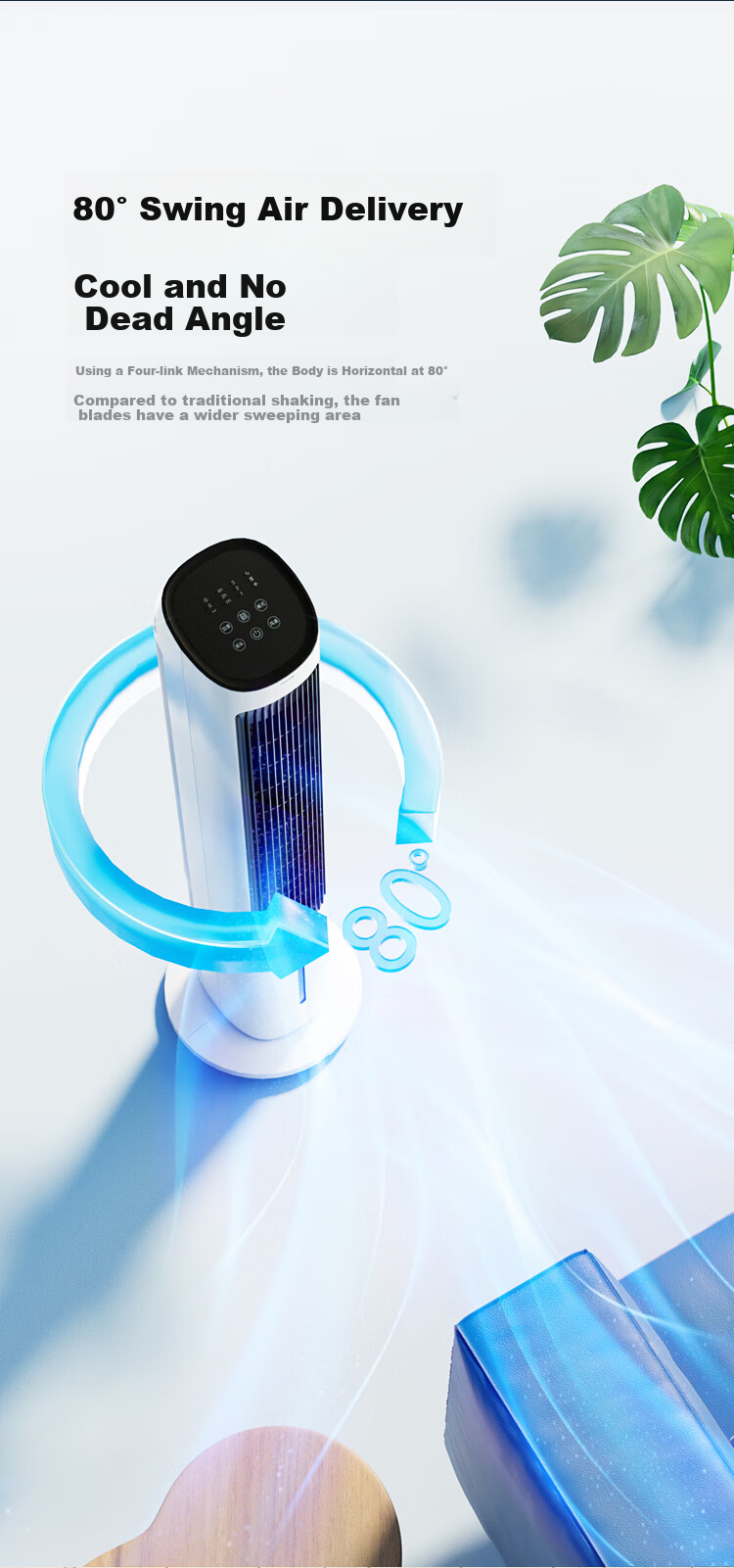GREE [Plasma Sterilization] Home Air Conditioner Fan with Humidification, Cooling Fan with Water Cooling, Bladeless Tower Fan, Energy-Saving Cooling Machine, Air Cooler KS-06X70Dag 8