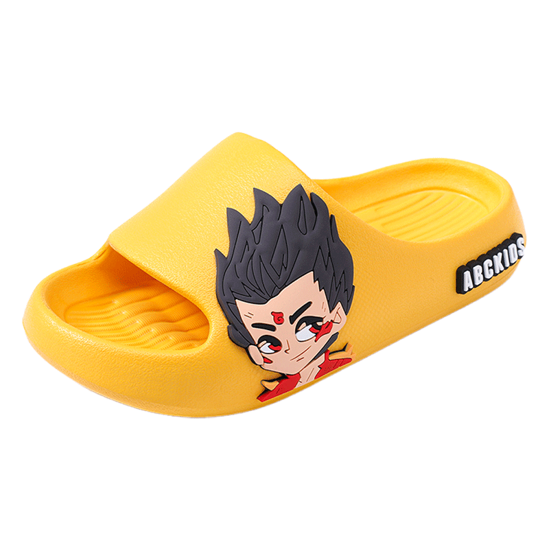 ABC KIDS Children's Summer Slippers Boys Girls Home Outdoor Flip Flops Ao Bing Nezha 8641 Yellow Size 36-37