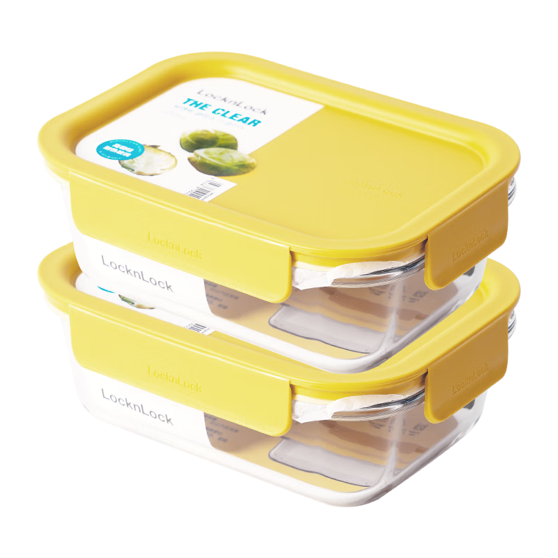 LOCK&LOCK Heat-Resistant Glass Lunch Box Microwave Safe Airtight Bento Box LNG524Y2_630ml