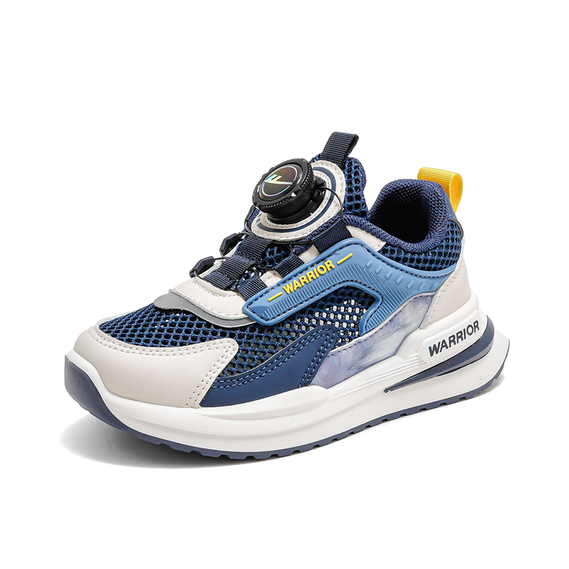 Warrior Boys' Shoes, Summer Children's Sneakers, Breathable Mesh Running Shoes, WZ(CL)-0521 Deep Blue/beige, Size 33
