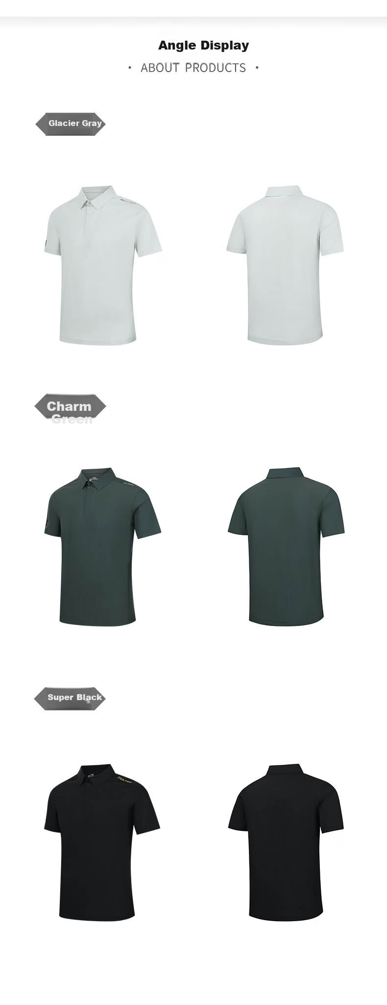 361° Men's Spring Summer Sports Polo Shirt Casual Loose Cool Breathable Short Sleeve 652624107-4 19