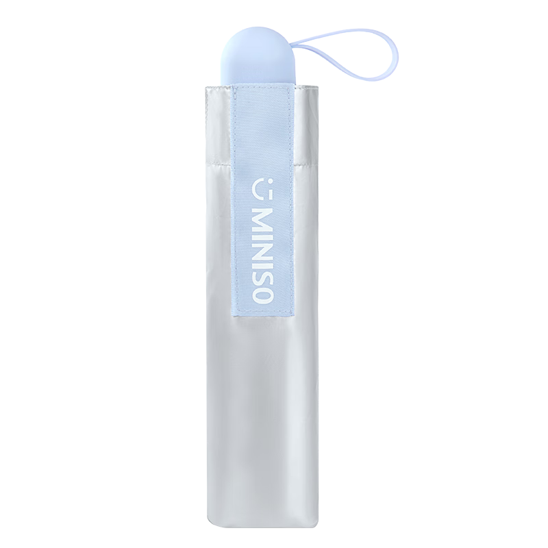 MINISO Titanium Silver Series Sun Umbrella, Three-Fold Rain And Sun Umbrella, UV Protection, Dual-Use for Rain And Shine, Blue