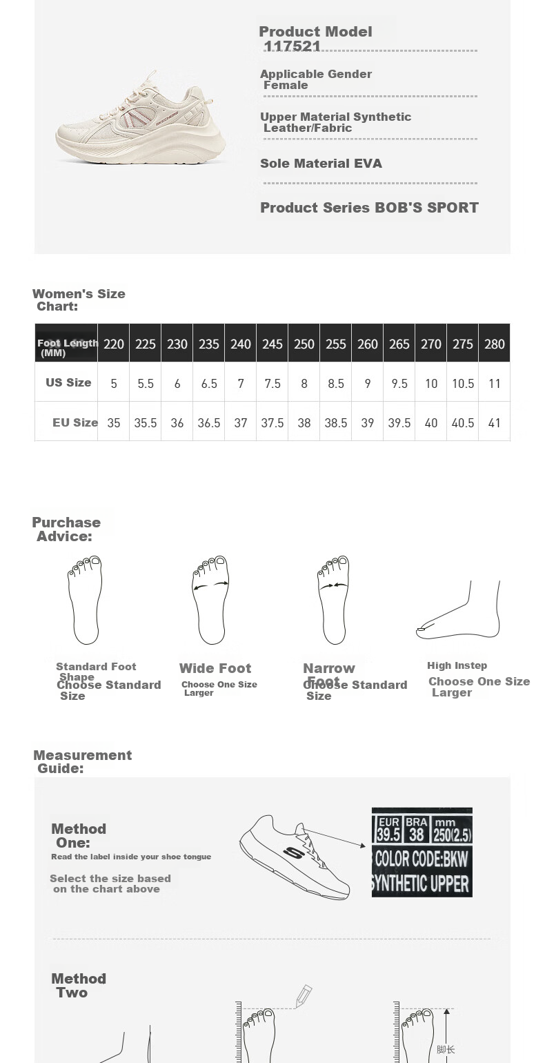 Skechers Women's Platform Shoes, Spring Retro Dad Sneakers, Thick-Soled Heightening Comfortable Versatile Casual Sports Shoes 117521 3
