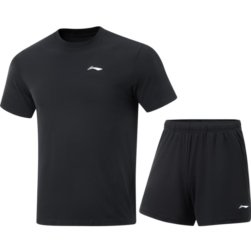 LI-NING Table Tennis Short Sleeve Shirt Badminton National Team Competition Sportswear Quick-Dry Set Men/Women Two-Piece Set