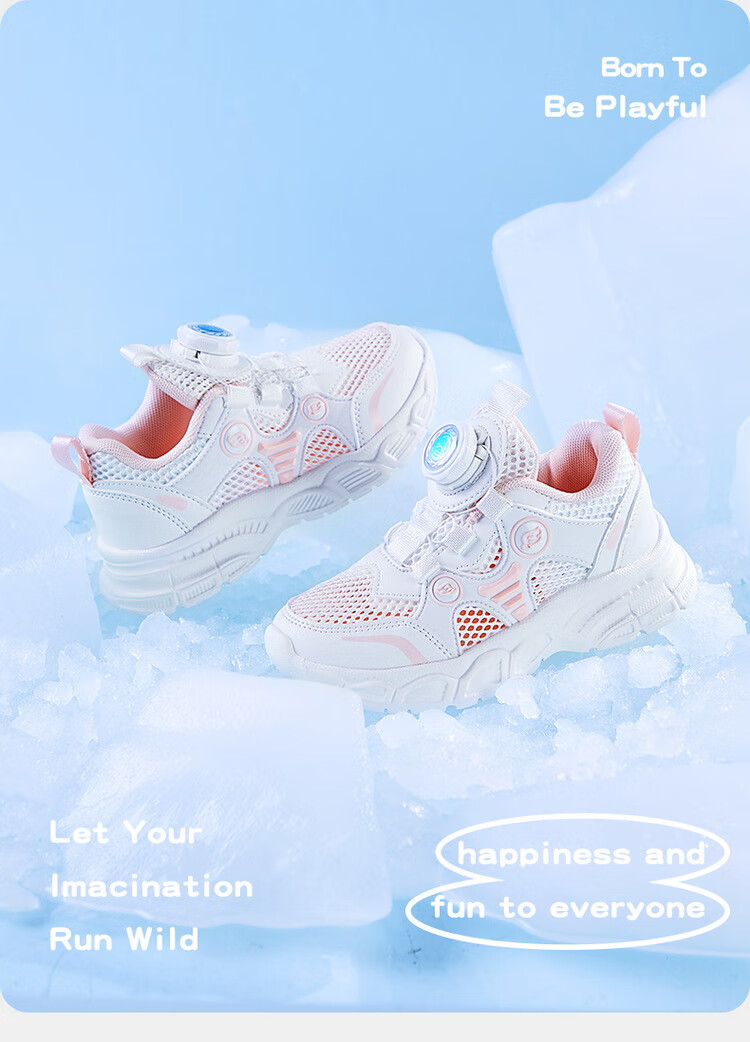 B.Duck Children's Sneakers for Boys And Girls, Sports Shoes for Students, White Casual Shoes for Kids, Versatile Running Shoes for School, 6963 White And Pink, Size 30 7