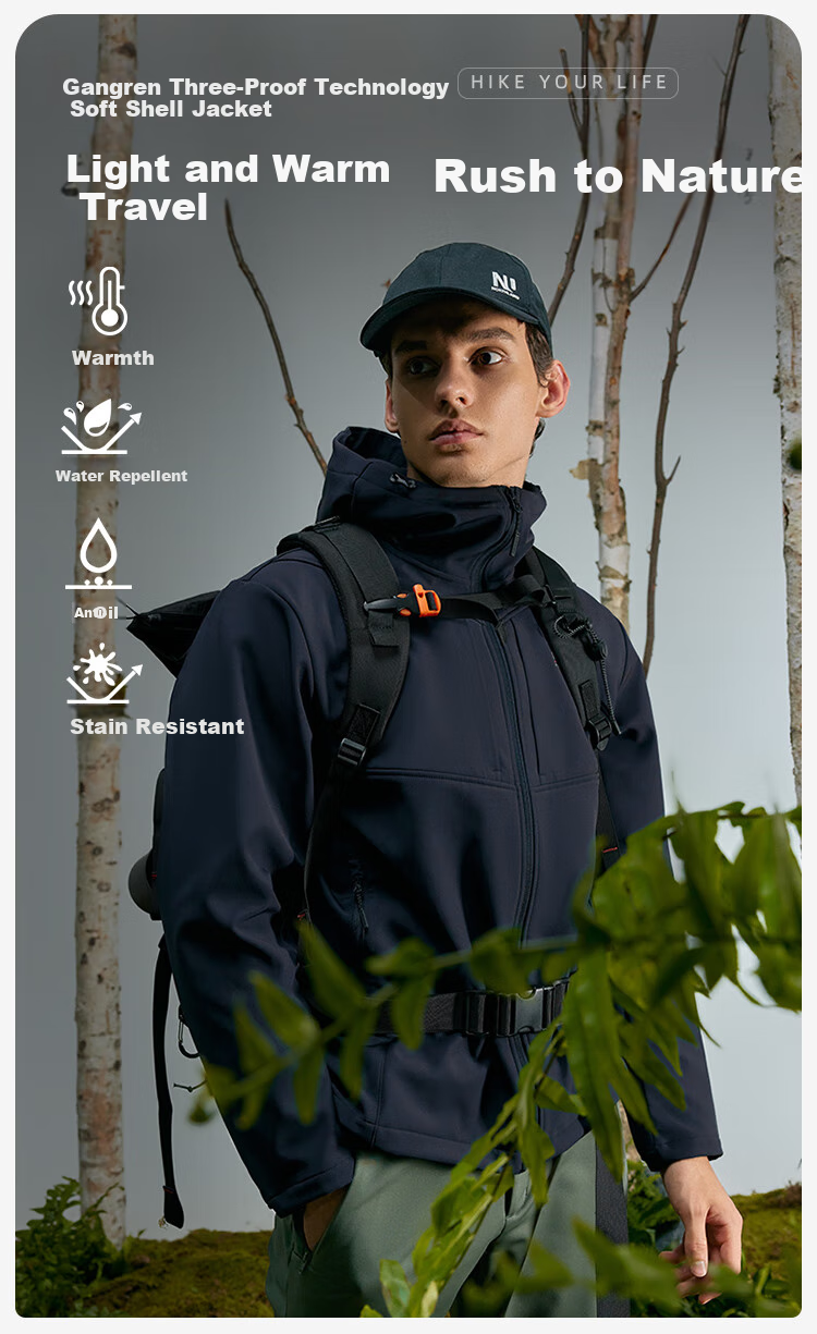 NORTHLAND Men's Gore-Tex Jacket, Outdoor Windproof And Water-Resistant Hiking Mountaineering Soft Shell Coat 1
