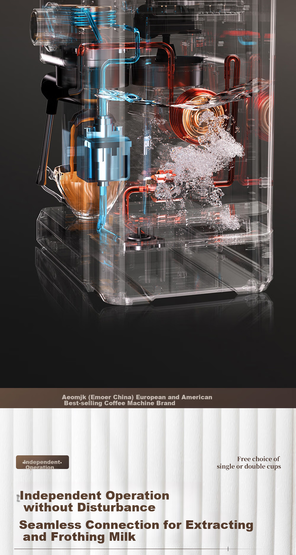 AEOMJK Aimo Ke Cold Brew Coffee Machine with Built-In Grinder, Semi-Automatic, Home Italian-Style Cold Brew, 2-Minute Milk Frother Coffee Maker CM5520 9