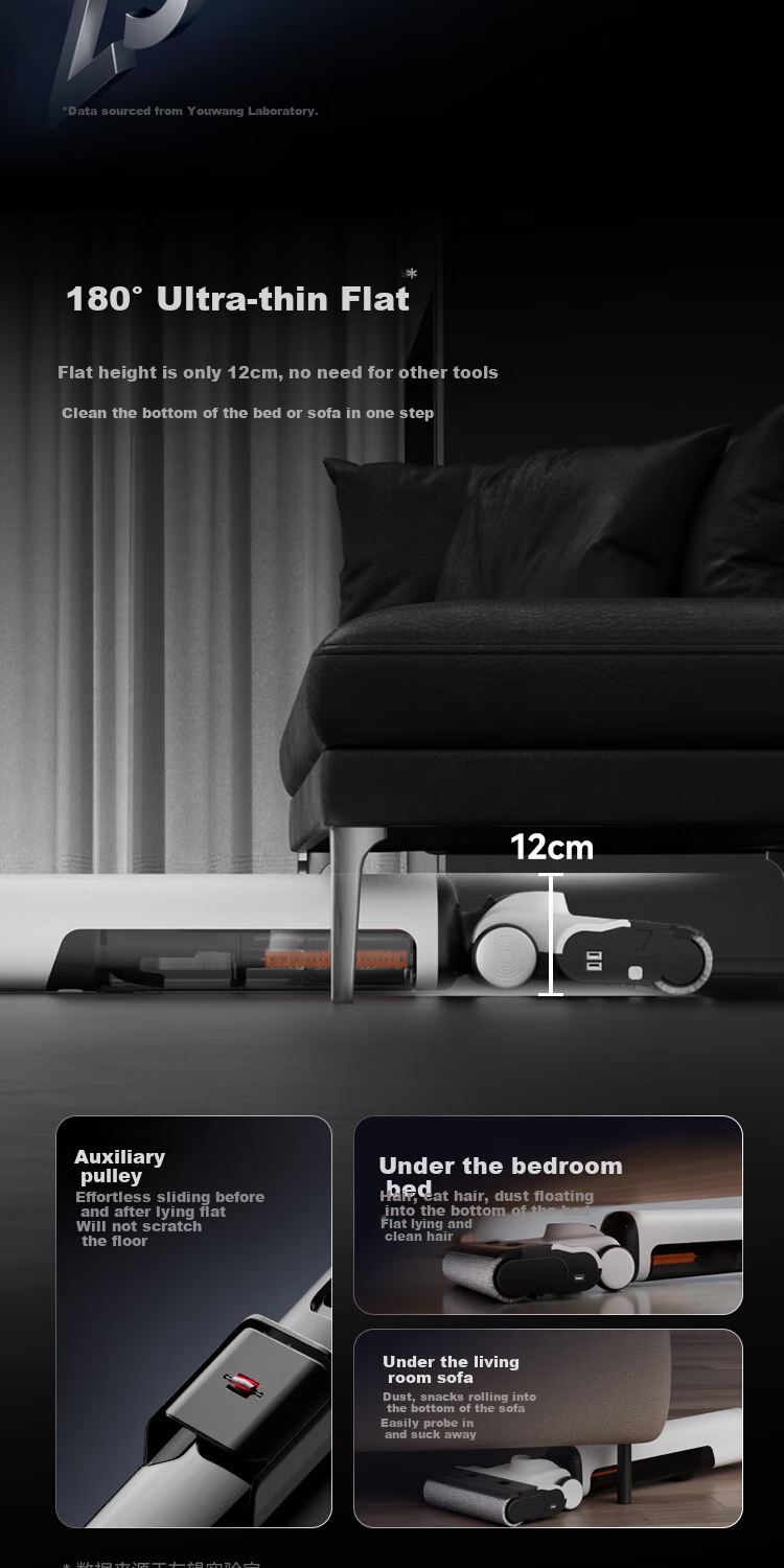 UWANT Cloud 2.0 Ultra Floor Scrubber [23kPa Hurricane Suction, No Odor, No Hair Entanglement] Ultra-Thin Flat Mop, All-In Cleaning And Mopping Automatic Self-Cleaning 14