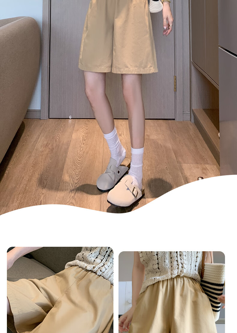 XUEXIMAN Workwear Shorts 2025 Summer New Washed Cotton Simple Commuter High Waist Slim Solid Color Casual Women 5