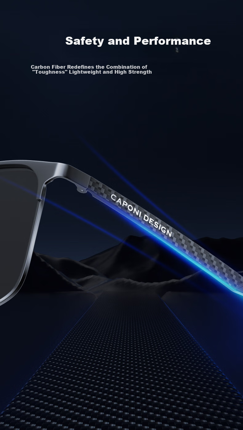 CAPONI Carbon Fiber Photochromic Sunglasses for Men, Polarized Driving Sunglasses, UV Protection Glasses for Day And Night Use 6
