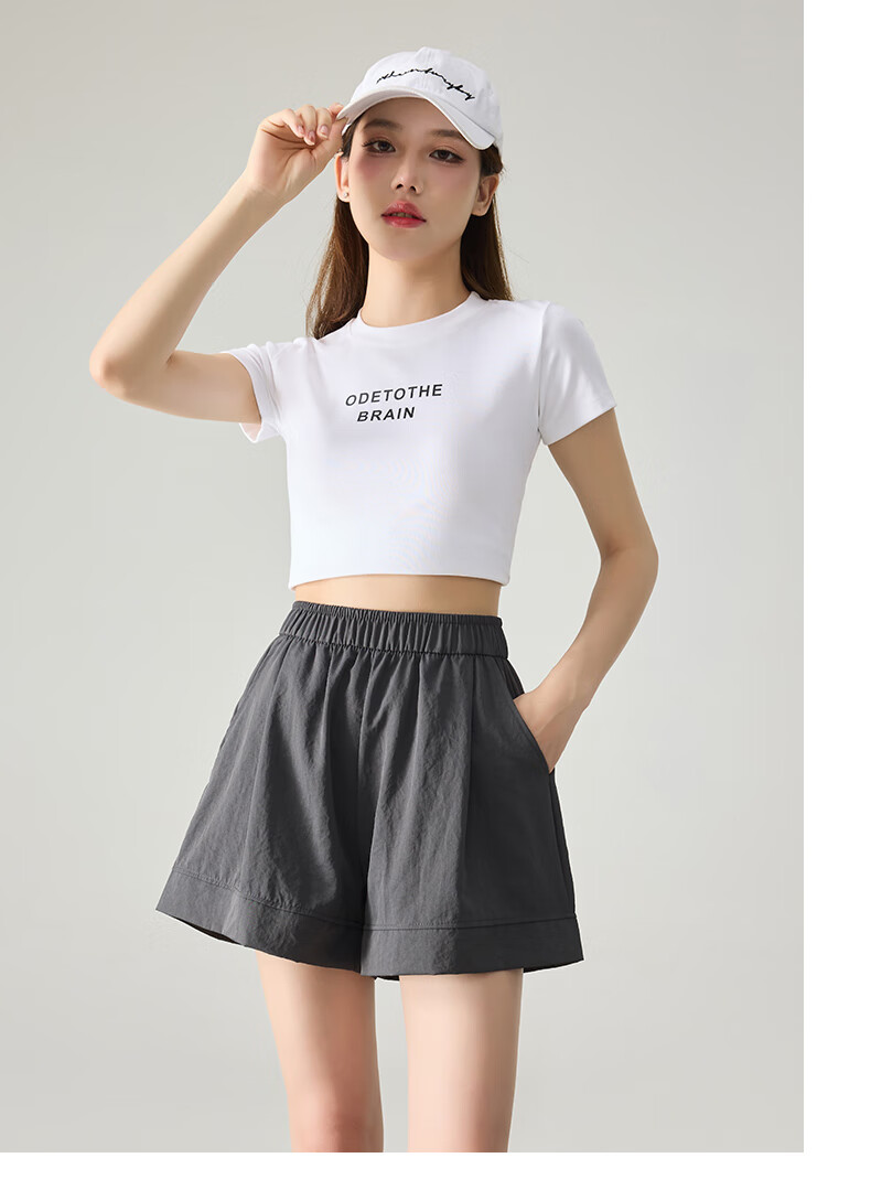 BOPRUIEY Women's Summer 2025 New Loose-Fit Casual Sports Quick-Drying Breathable Thin White Shorts 4