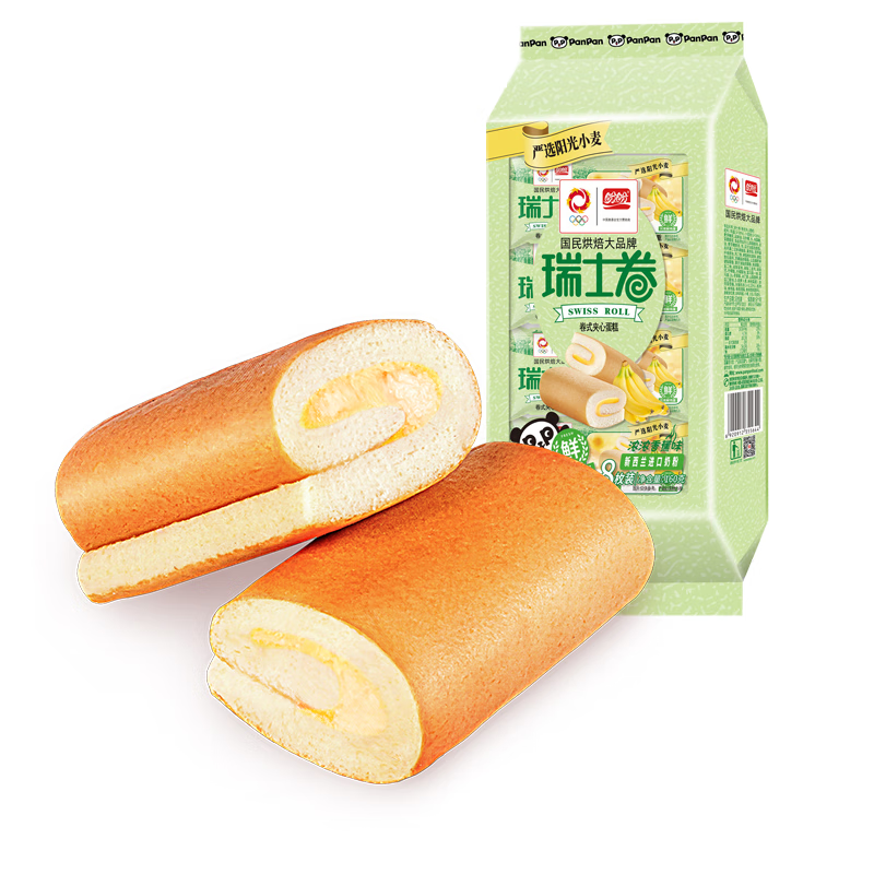 盼盼 瑞士卷 下午茶蛋糕点心零食早餐食品 香蕉味240g