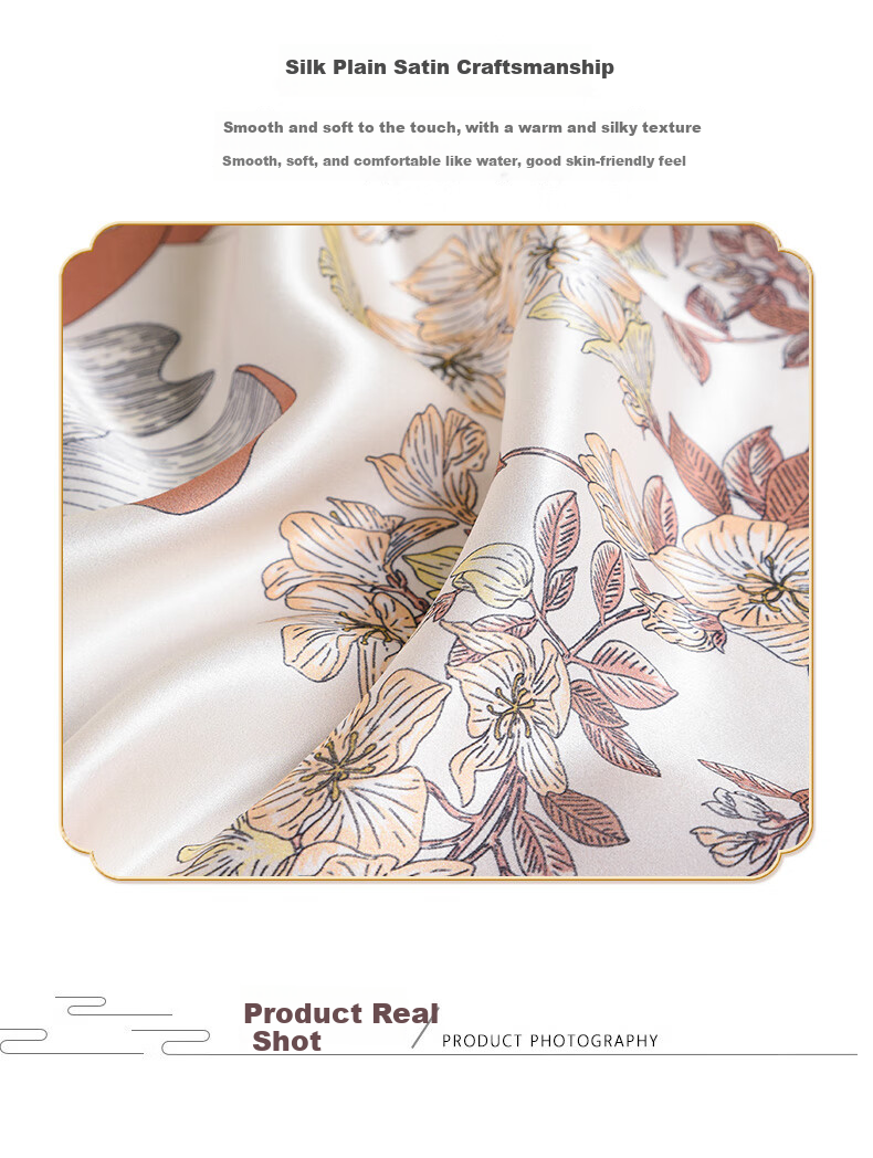 Hangsilu Mulberry Silk Women's Silk Scarf And Thermos Cup Gift Set, Practical Birthday Present for Mom, Mid-Autumn Festival Gift 8