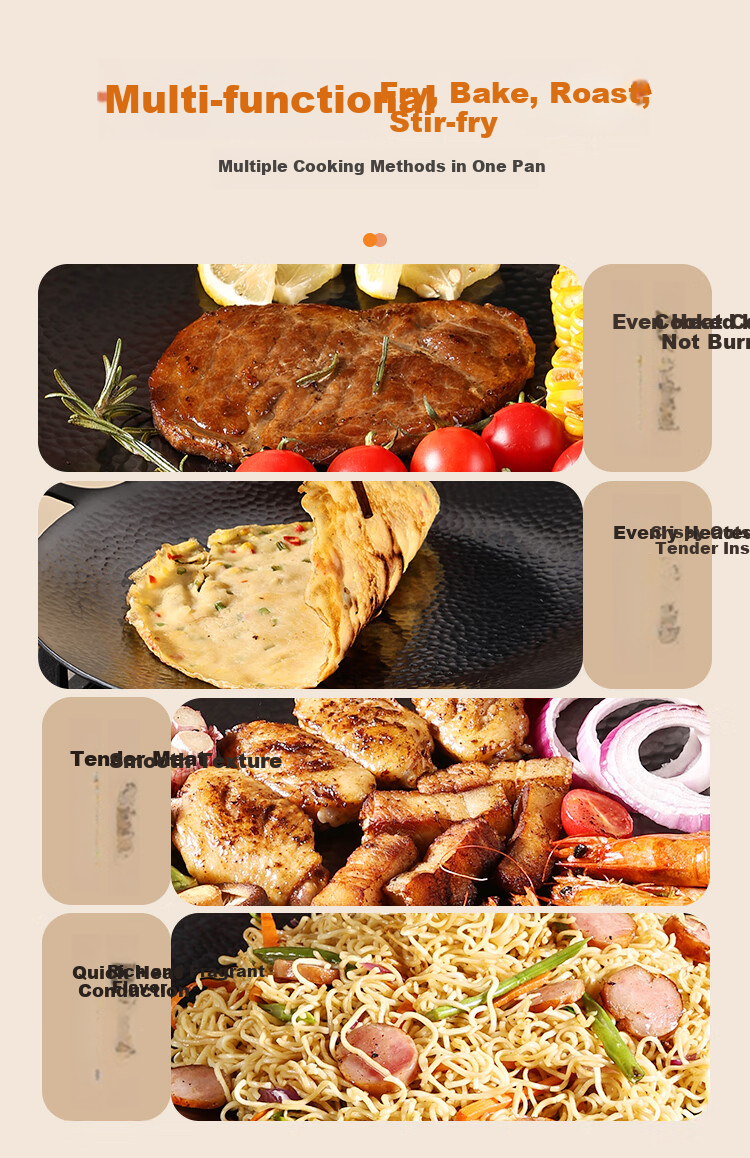 Zhangsanfeng Barbecue Grill Pan, Non-Stick Flat Bottom Frying Pan, Uncoated Steak Griddle, Teppanyaki Plate, Portable Stove, Outdoor Use, 32cm 5