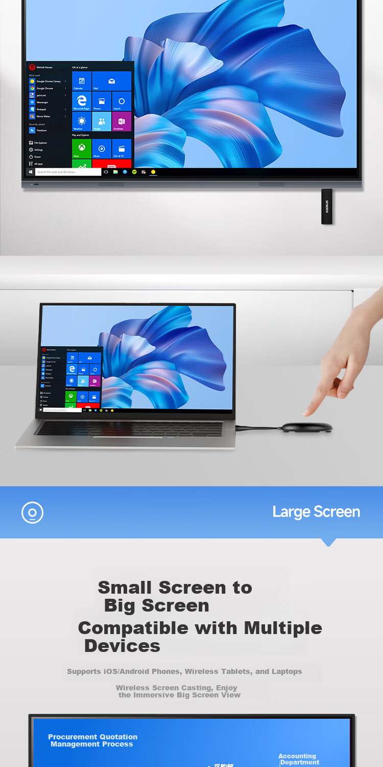 Skyworth Wireless Screen Mirroring Device, High-Definition Enterprise-Level Office Meeting Home Use, Smart Screen Mirroring for Mobile Phones, Laptops, Monitors And Projectors, HD HDMI One-Click Intelligent Screen Mirroring GDWBZ9-2K 3