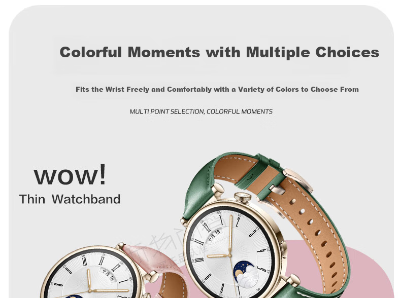 Watchbond Leather Strap Compatible with Huawei Watch GT6/GT5/GT4/Watch5 Women's Models, Official Style for GT5 Pro, Smart GT5 Sports 18mm Fashionable Women's Watch Band 10