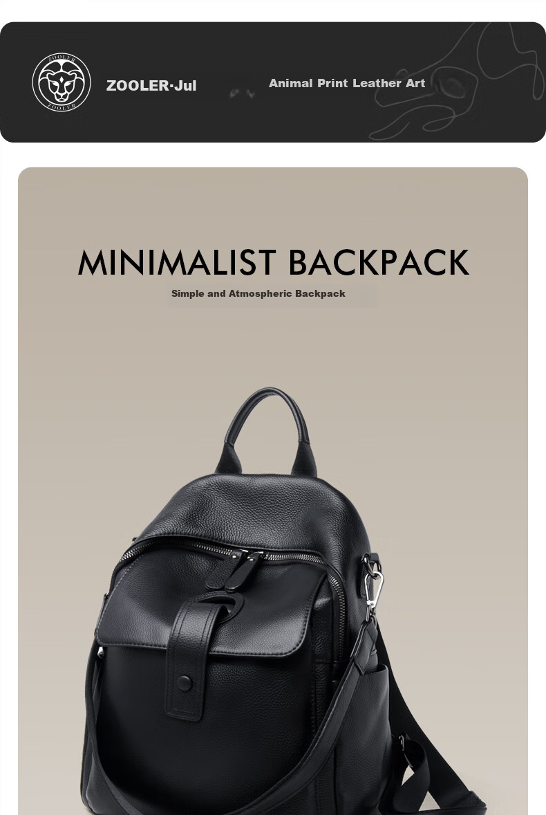 ZOOLER Top-Grain Leather Backpack for Women, Fashionable Retro Style Ladies' Bag, 2026 New Large Capacity Multifunctional Travel Bag 1
