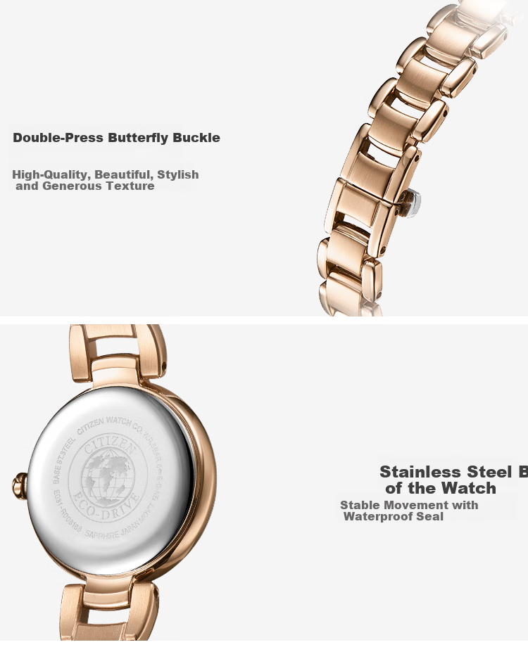 CITIZEN Watch for Women, Japanese And Korean Style L Series Eco-Drive Mother-Of Dial Steel Strap Gift for Girlfriend EM0533-82Y Gift Box Editio 4