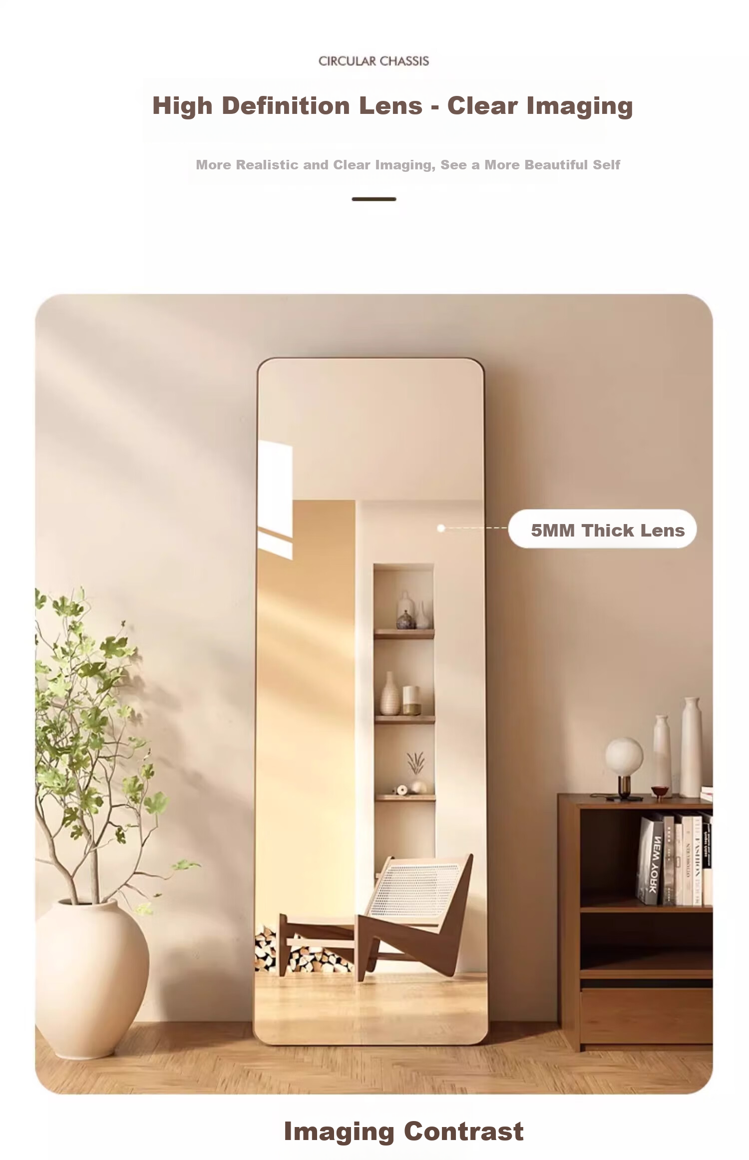 Qiyinge Solid Wood Full-Length Mirror, Floor-Standing Mirror for Home Use, Bedroom Dressing Mirror for Women, Fitting Room Mirror for Clothing Stores, Wall-Mounted Large Mirror 5