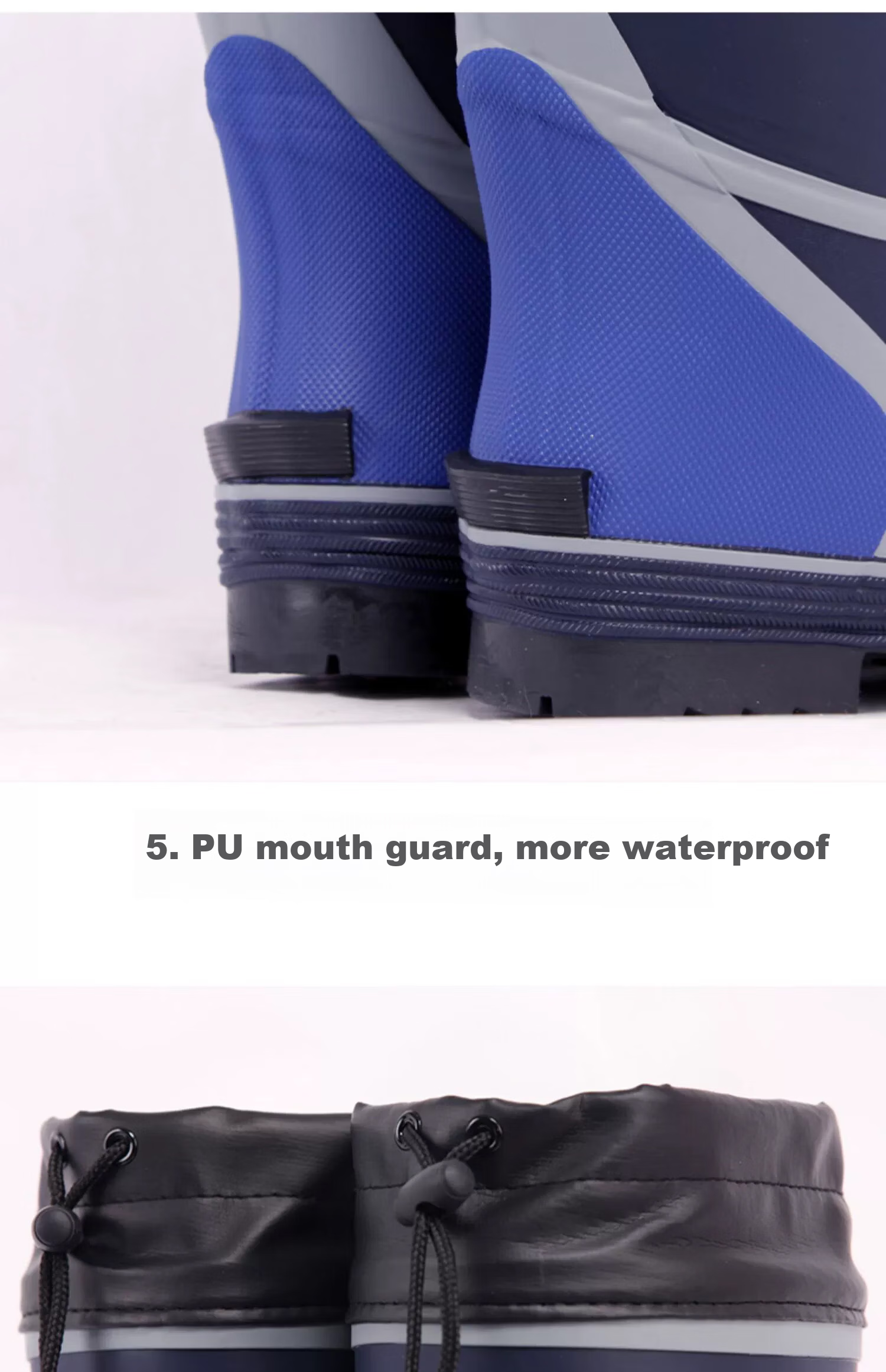 Jolly Walk Waterproof Rain Boots for Men, Stylish Non-Slip Tall Fishing Rubber Water Shoes JW327 Navy Blue White Size 39 8