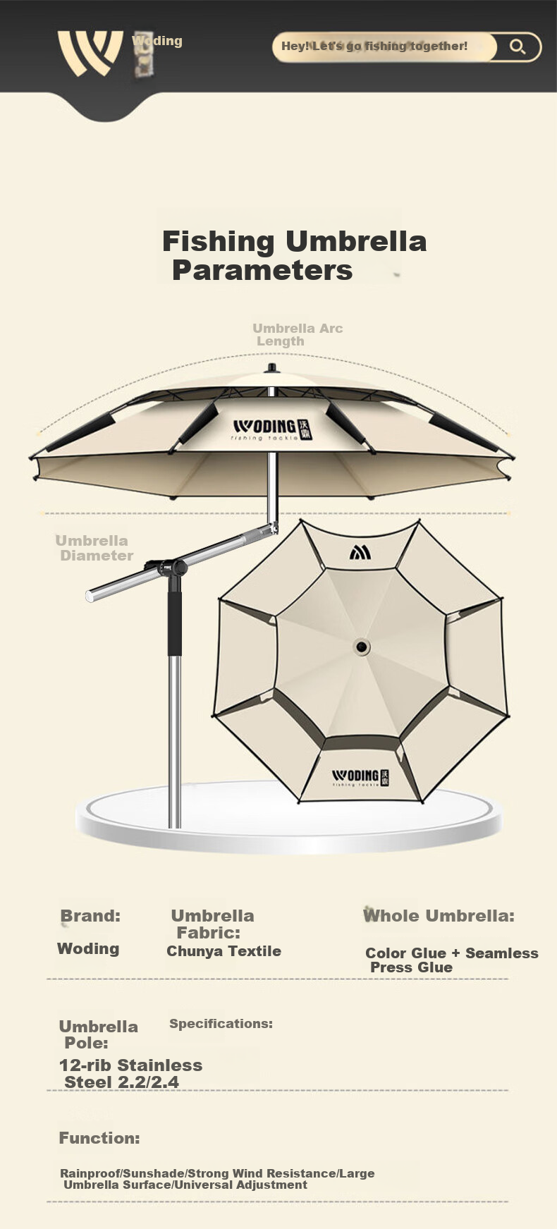Woding Fishing Umbrella, New Colorful Glue Fishing Sunshade, Outdoor Camping Large Size Reinforced Thickened Cane Umbrella, Rain Umbrella, Platform Fishing Umbrella 14