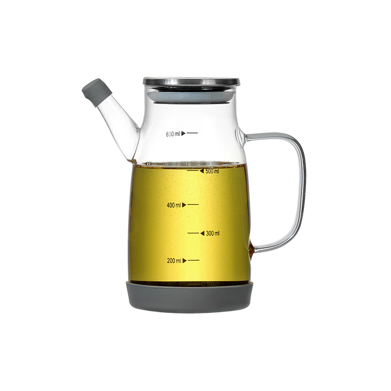Baijie High Borosilicate Glass Oil Bottle with Non-Drip Spout, Kitchen Oil Dispenser for Cooking Oil, Vinegar, Soy Sauce And Sesame Oil, 600ml
