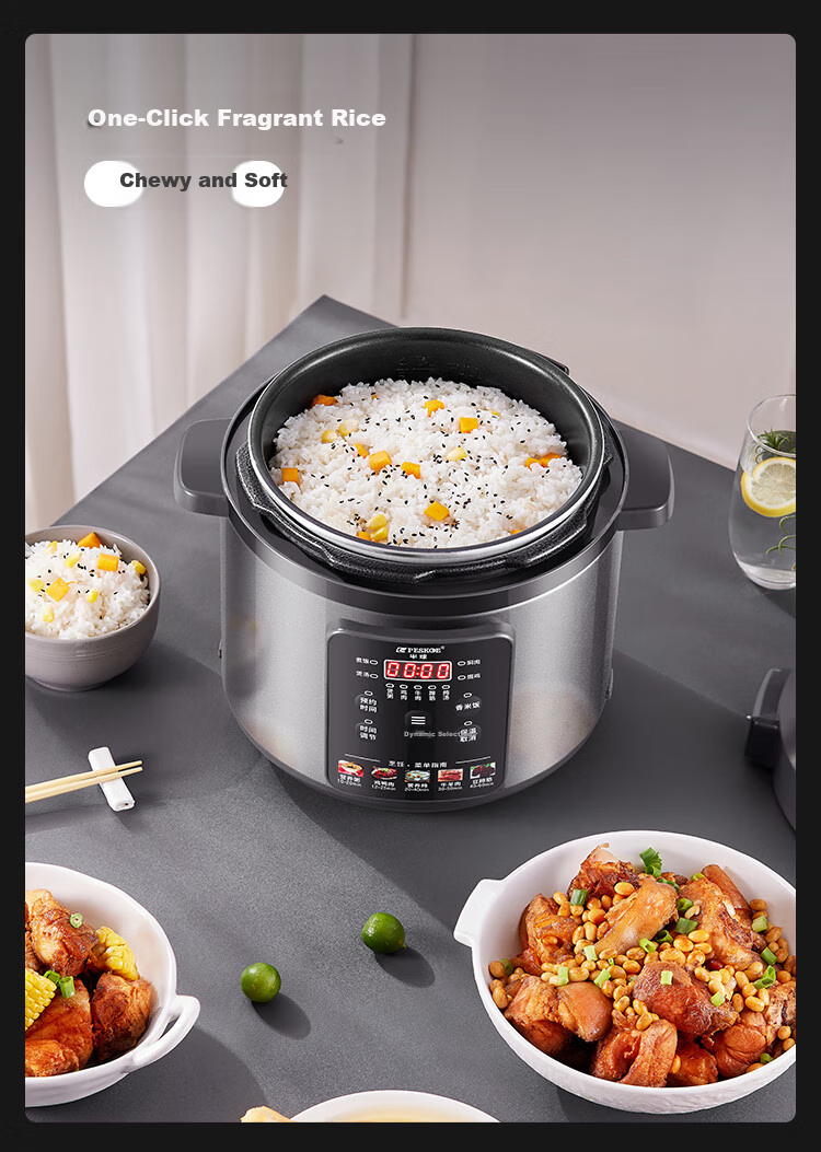 PESKOE Electric Pressure Cooker, High-Pressure Cooker, 6L Dual Inner Pot for Home Use, Multi-Functional Rice Cooker, LJ60C-02YD 4