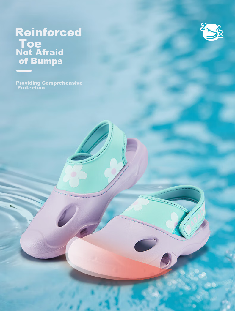 DECATHLON Children's Sandals, Big Kids' Baby Princess Pool Shoes, IVL4 Light Blue Little Tiger, Size 28/29-4463426 3
