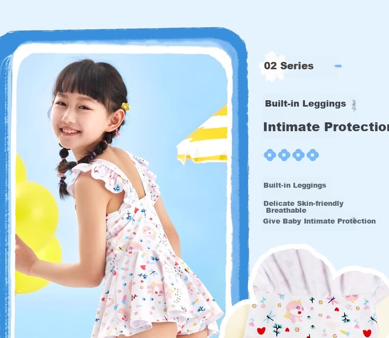 Li-Ning Children's One-Piece Swimsuit, Cute Princess-Style Swimwear for Girls, Sun Protection Swimwear 9