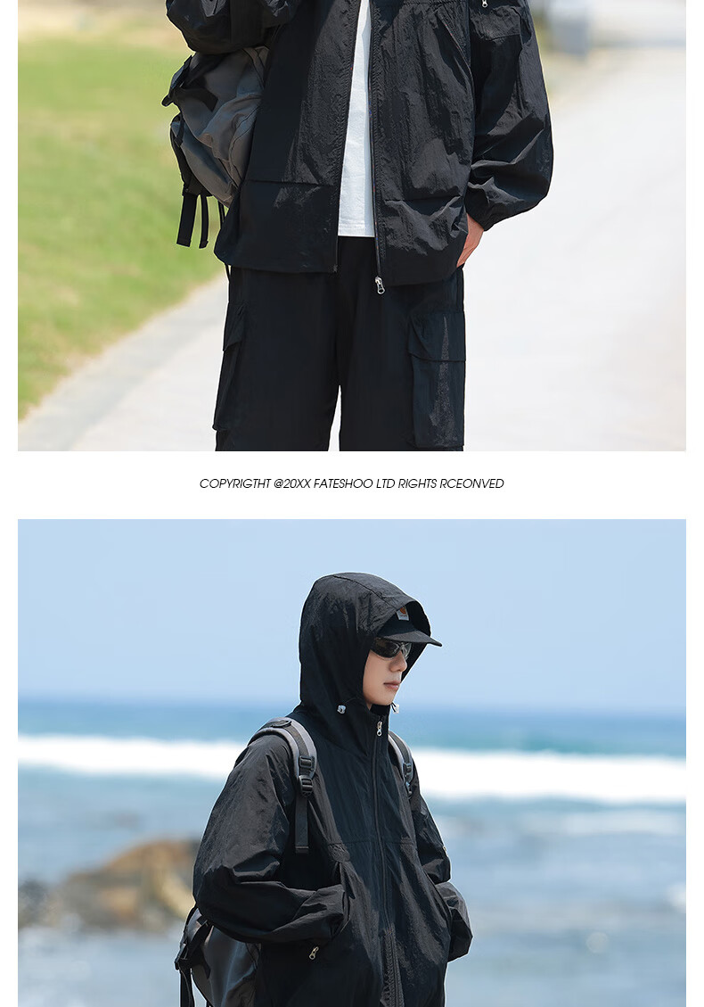LangSha Men's Sunscreen Jacket Original Yarn Ice Silk Spring Summer UV Protection Ultra-Thin Breathable Outdoor Skin Jacket Fishing Coat 10